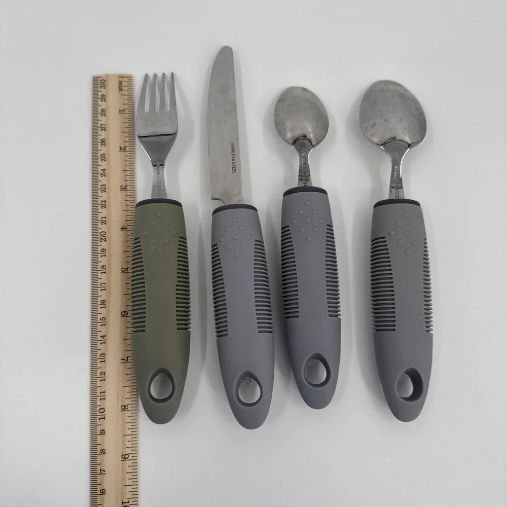 Adaptive Utensils set Fork Spoon‎ knife Soup Spoon OT gray/green flatware